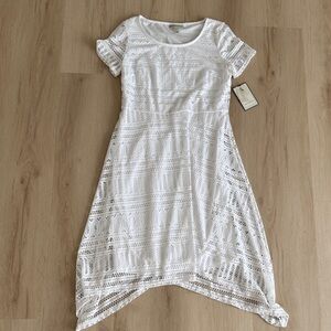 Dana Buchman White Asymmetrical Lace Dress